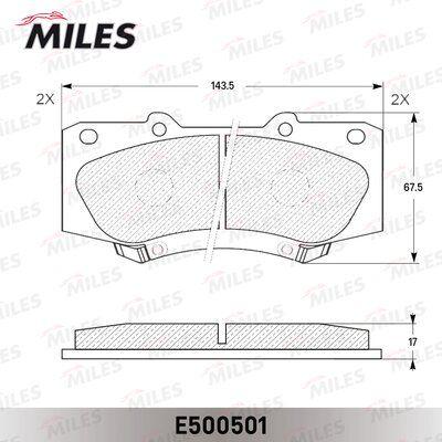 Колодки тормозные передние Miles E500501