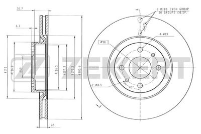 Диск тормозной передний Zekkert BS5011