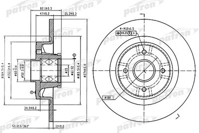 Диск тормозной задний с подшипником и кольцом АБС PATRON PBD7010
