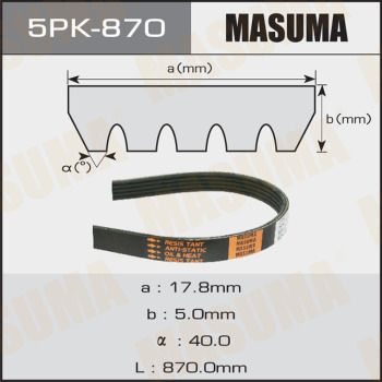 Ремень поликлиновой Masuma 5PK870