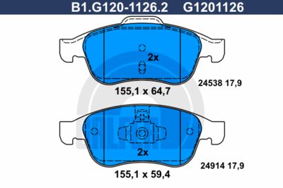 Колодки тормозные GALFER B1G12011262