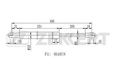 Пружина газовая багажника Zekkert GF2117