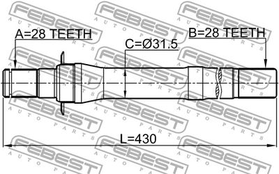 Полуось правая FEBEST 1212IX35AT6