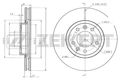 Диск тормозной передний Zekkert BS5038