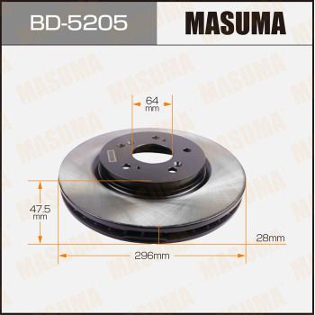 Диск тормозной передний Masuma BD5205