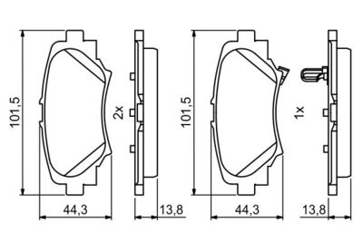 Комплект колодок для дискового тормоза BOSCH 0986494803