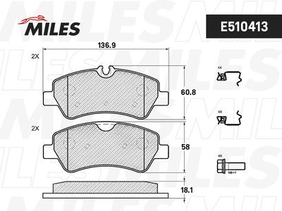 Колодки тормозные задние Miles E510413