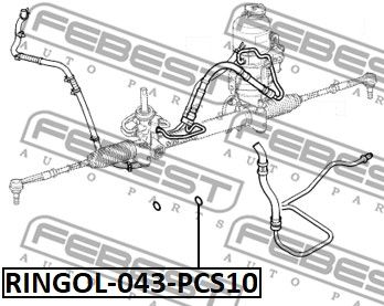 Кольцо уплотнительное трубки ГУР FEBEST RINGOL043PCS10