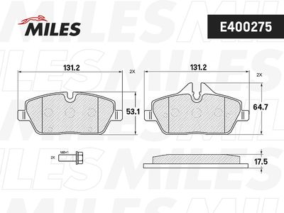 Колодки тормозные передние Miles E400275