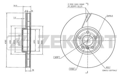 Диск тормозной передний правый Zekkert BS6599