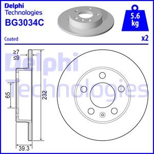 Диск тормозной задний DELPHI BG3034C