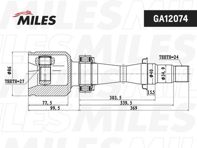 ШРУС внутренний правый Miles GA12074