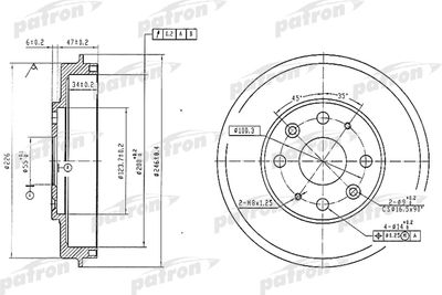 Барабан тормозной задний PATRON PDR1573