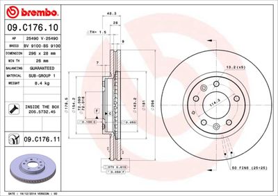 Диск тормозной передний BREMBO 09C17611