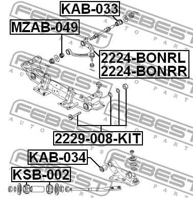 Болт с эксцентриком ремкомплект FEBEST 2229008KIT