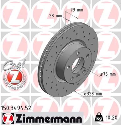 Диск тормозной ZIMMERMANN 150349452