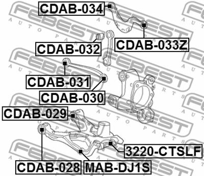 Сайлентблок нижнего рычага подвески комплект задний FEBEST CDAB028
