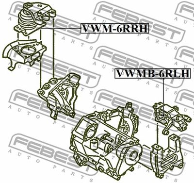 Подушка КПП левая FEBEST VWMB6RLH