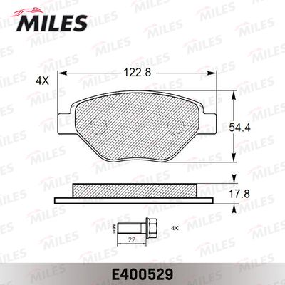 Колодки тормозные передние Miles E400529