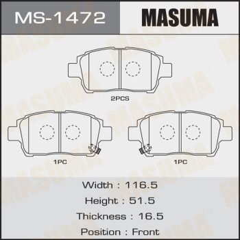 Колодки тормозные дисковые передние Masuma MS1472