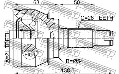ШРУС наружный FEBEST 1910R50