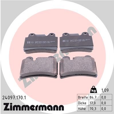 Колодки тормозные дисковые задние ZIMMERMANN 240971701