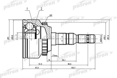 ШРУС наружный комплект PATRON PCV1618