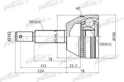 ШРУС наружный комплект PATRON PCV3237