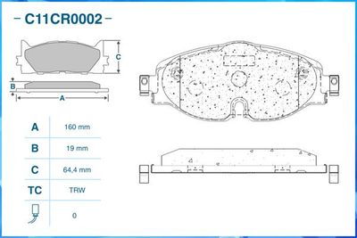 Колодки тормозные передние CWORKS C11CR0002