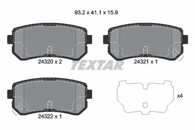 Комплект колодок для дискового тормоза TEXTAR 2432001