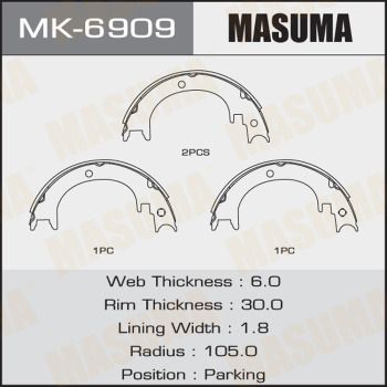 Колодки тормозные барабанные Masuma MK6909