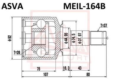 ШРУС внутренний ASVA MEIL164B