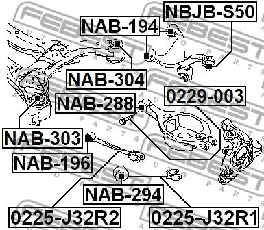 Сайлентблок тяги задней подвески FEBEST NAB294