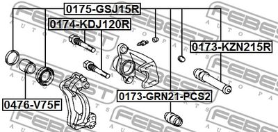 Втулка направляющая суппорта тормозного заднего FEBEST 0173GRN21PCS2