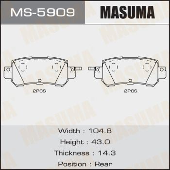 Колодки тормозные задние Masuma MS5909