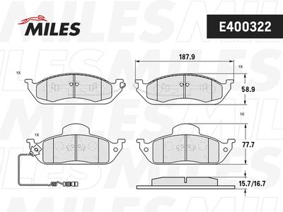 Колодки тормозные передние Miles E400322
