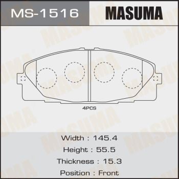 Колодки тормозные передние Masuma MS1516