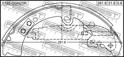 Колодки тормозные задние барабанные FEBEST 0102GGN25R