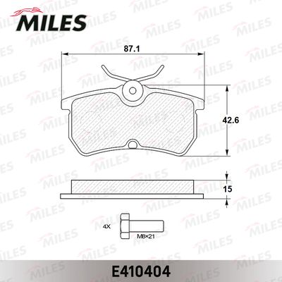 Колодки тормозные задние Miles E410404