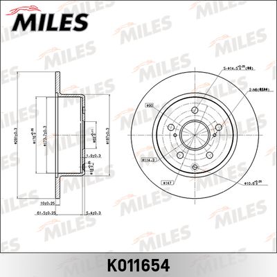 Диск тормозной задний Miles K011654