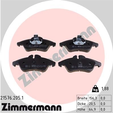 Колодки тормозные дисковые ZIMMERMANN 215762051