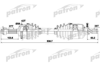 Полуось левая PATRON PDS1620