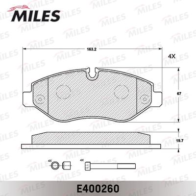 Колодки тормозные передние Miles E400260