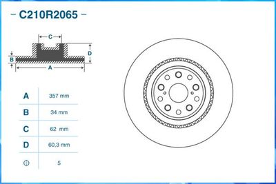 Диск тормозной передний CWORKS C210R2065