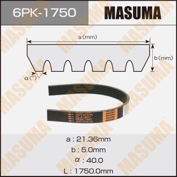 Ремень поликлиновой Masuma 6PK1750