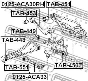 Сайлентблок задней поперечной тяги FEBEST TAB551