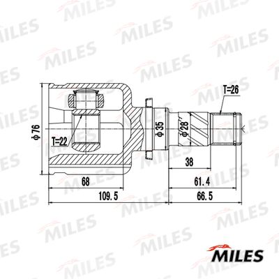 ШРУС внутренний левый Miles GA10083
