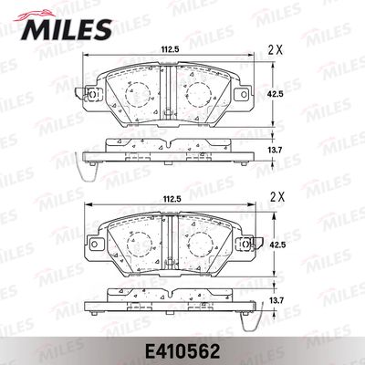 Колодки тормозные задние Miles E410562