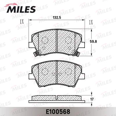 Колодки тормозные передние Miles E100568