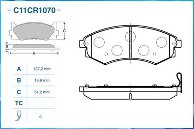 Колодки тормозные передние CWORKS C11CR1070